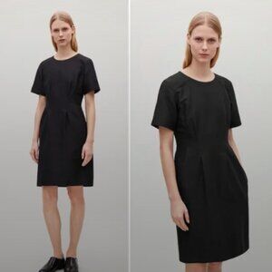 COS textured Black Dress with Short Sleeves - size 8
